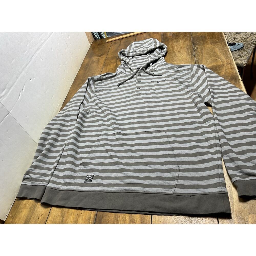 Kimes Ranch Hoodie Mens 2XL Gray Henley Striped Sweater Western Work Cowboy
